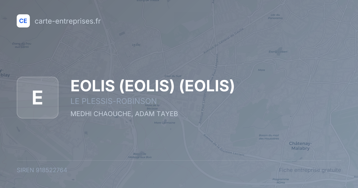 EOLIS (EOLIS) (EOLIS) — 918522764 — fiche entreprise