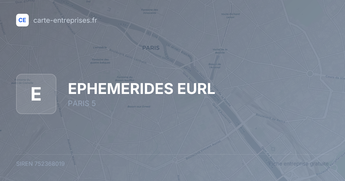 EPHEMERIDES EURL — 752368019 — fiche entreprise
