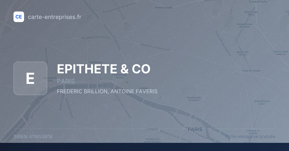 EPITHETE & CO — 411653918 — fiche entreprise