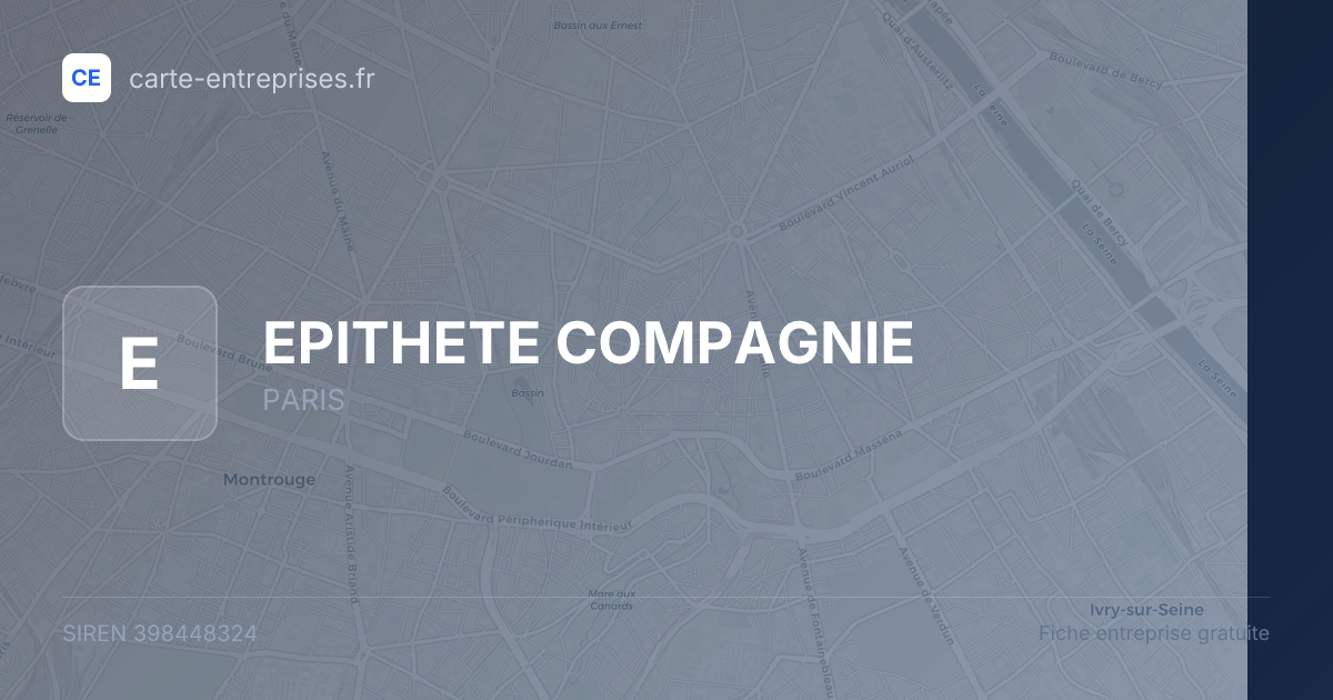 EPITHETE COMPAGNIE — 398448324 — fiche entreprise