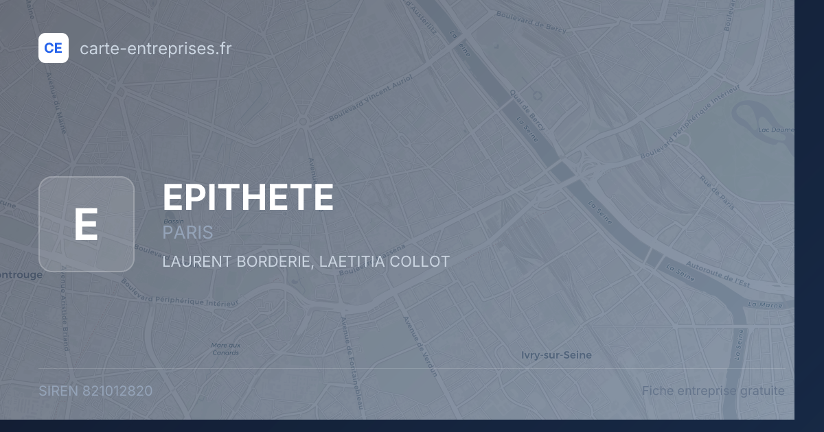 EPITHETE — 821012820 — fiche entreprise
