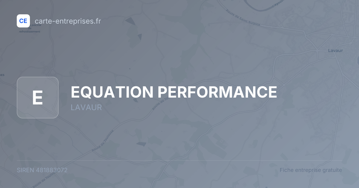 EQUATION PERFORMANCE — 481883072 — fiche entreprise
