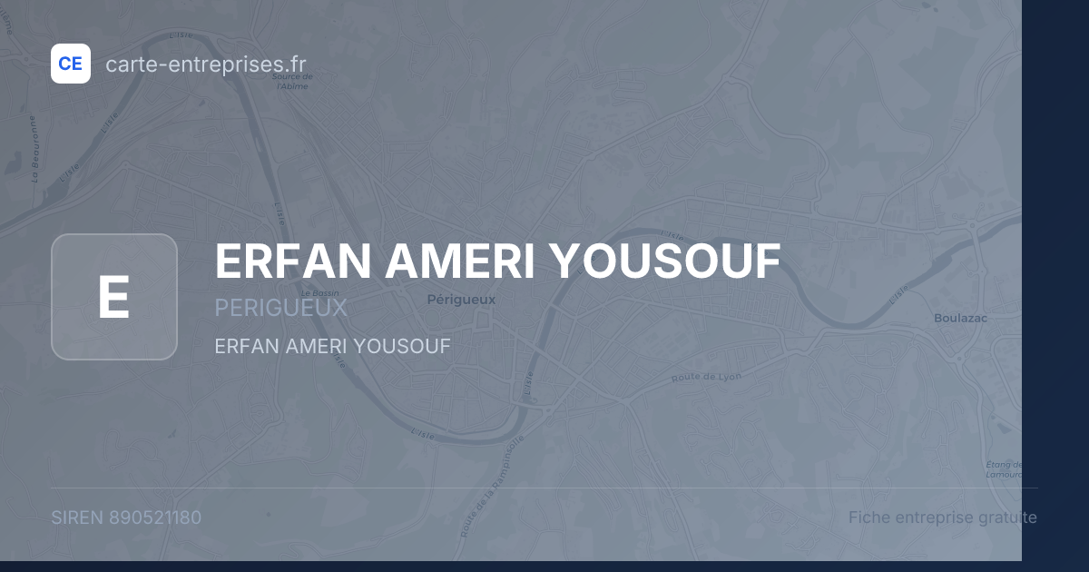 ERFAN AMERI YOUSOUF — 890521180 — fiche entreprise