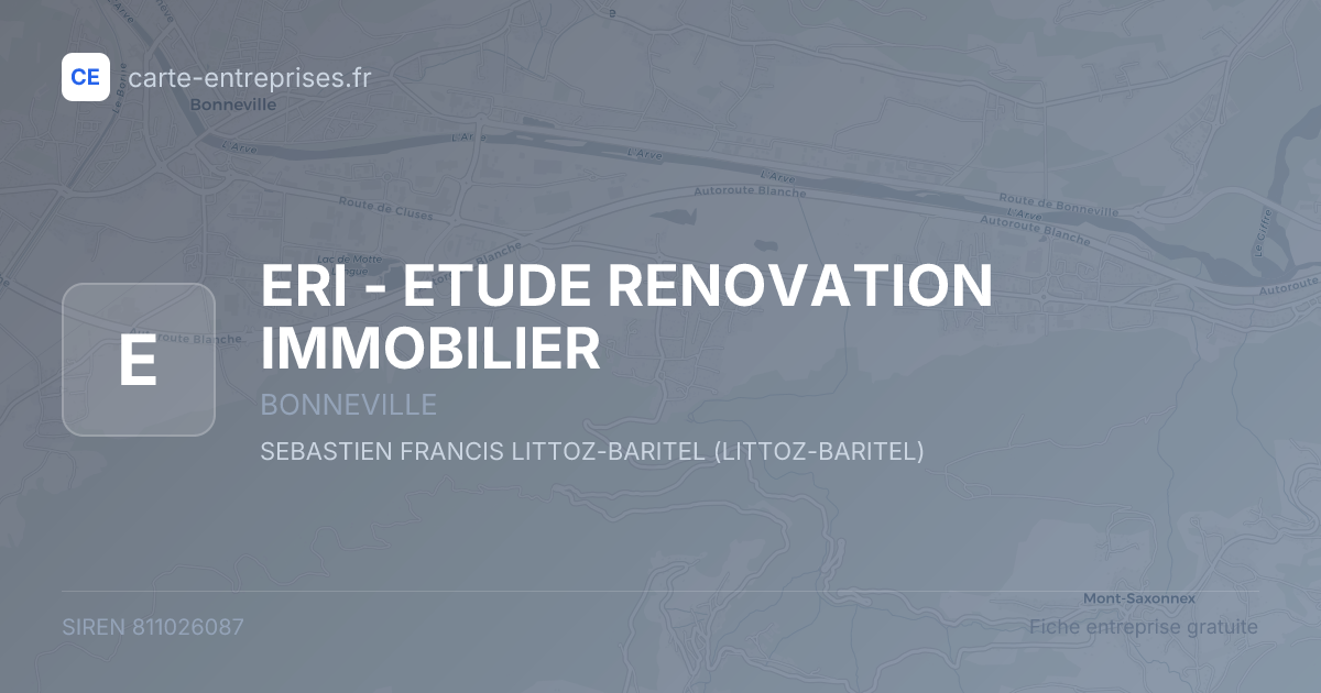 ERI - ETUDE RENOVATION IMMOBILIER — 811026087 — fiche entreprise