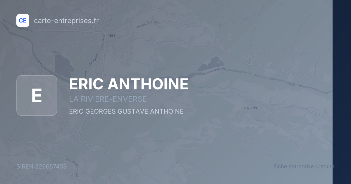 ERIC ANTHOINE — 326657459 — fiche entreprise