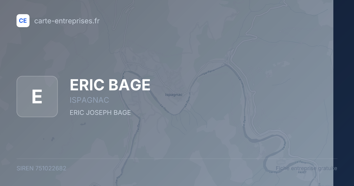 ERIC BAGE — 751022682 — fiche entreprise