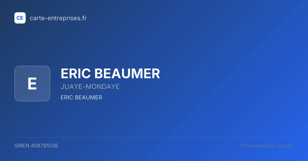 ERIC BEAUMER — 408791036 — fiche entreprise
