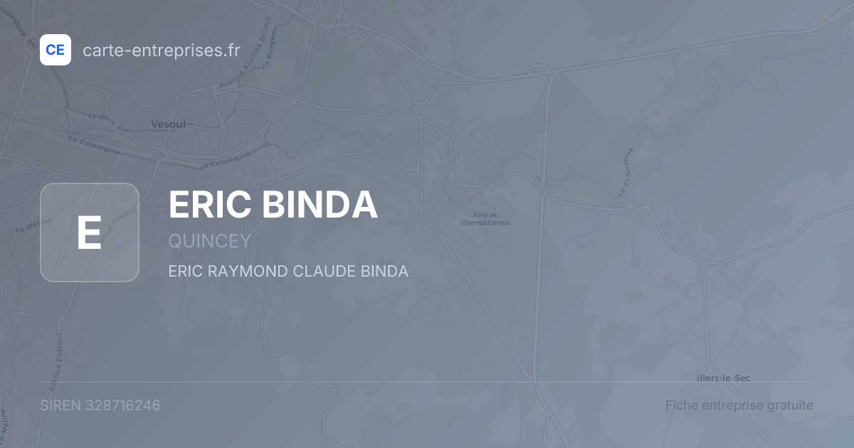 ERIC BINDA — 328716246 — fiche entreprise