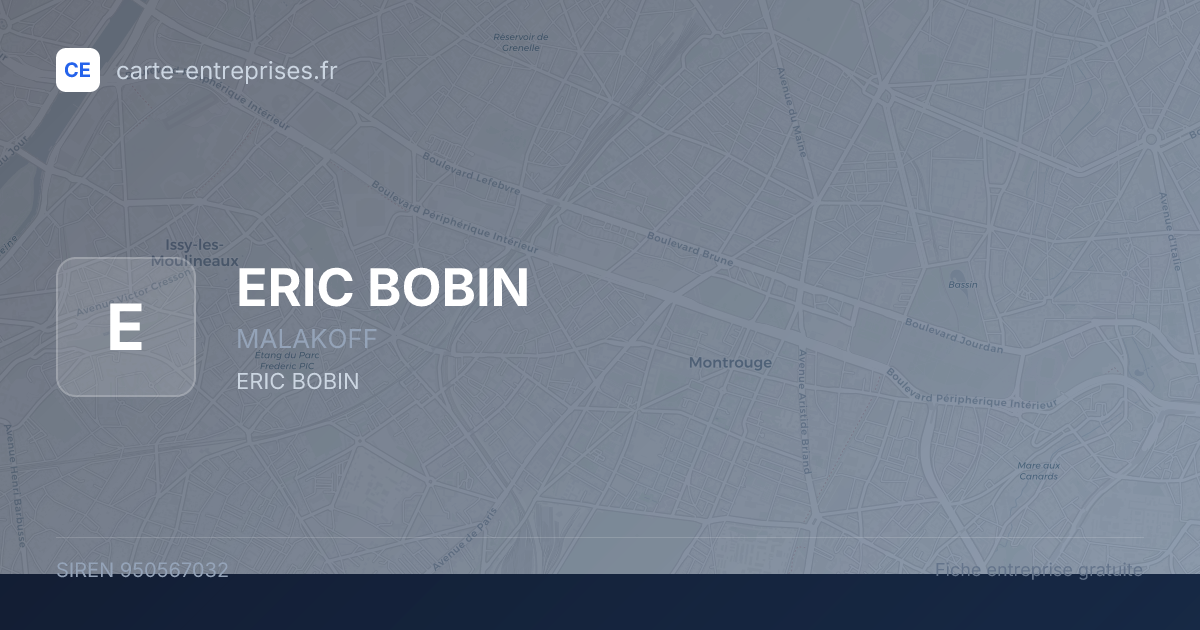 ERIC BOBIN — 950567032 — fiche entreprise
