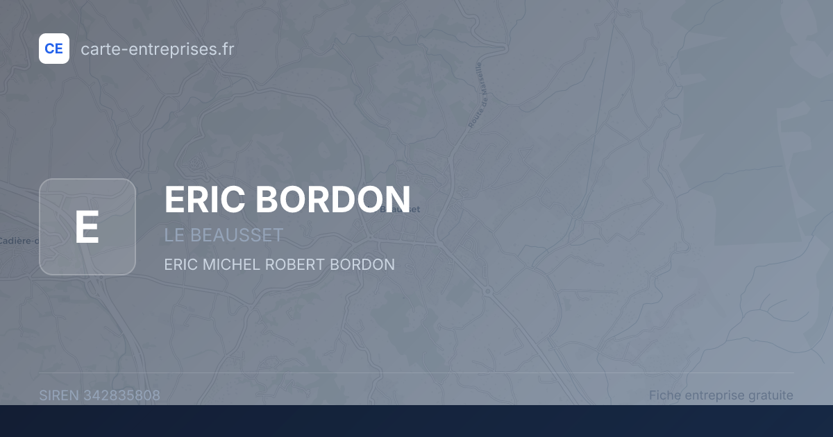 ERIC BORDON — 342835808 — fiche entreprise