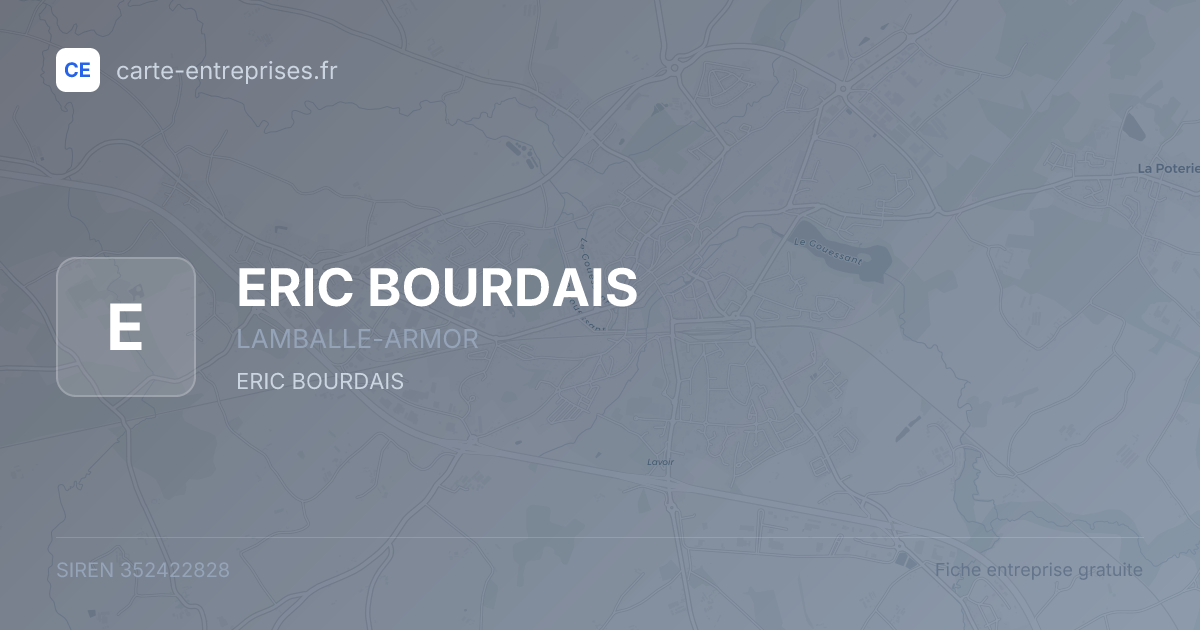 ERIC BOURDAIS — 352422828 — fiche entreprise