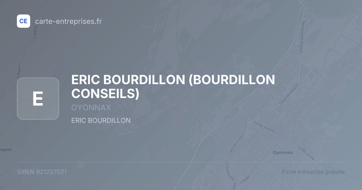 ERIC BOURDILLON (BOURDILLON CONSEILS) — 921227021 — fiche entreprise