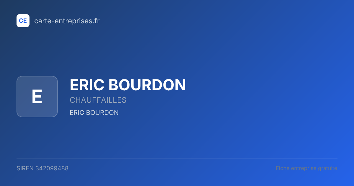 ERIC BOURDON — 342099488 — fiche entreprise