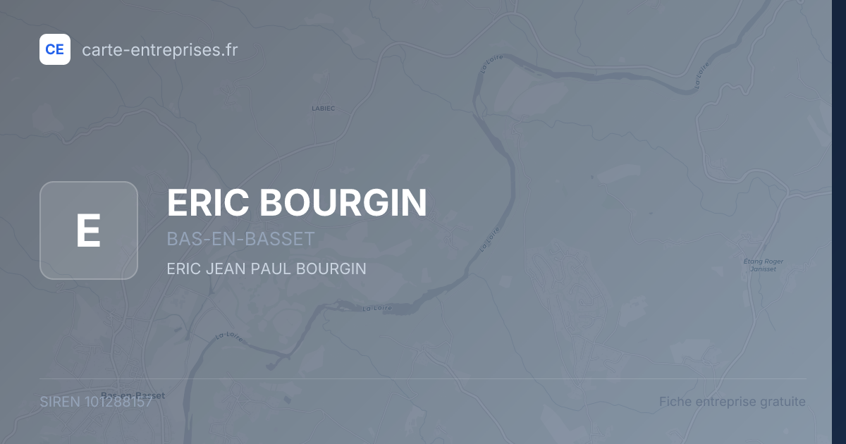 ERIC BOURGIN — 101288157 — fiche entreprise