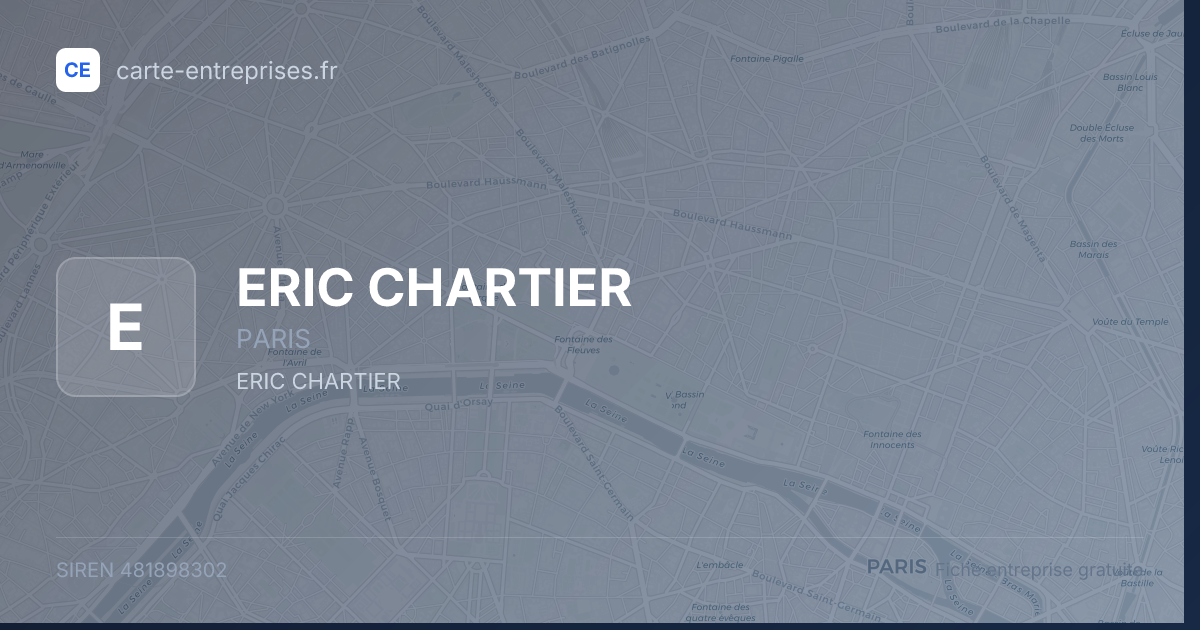 ERIC CHARTIER — 481898302 — fiche entreprise