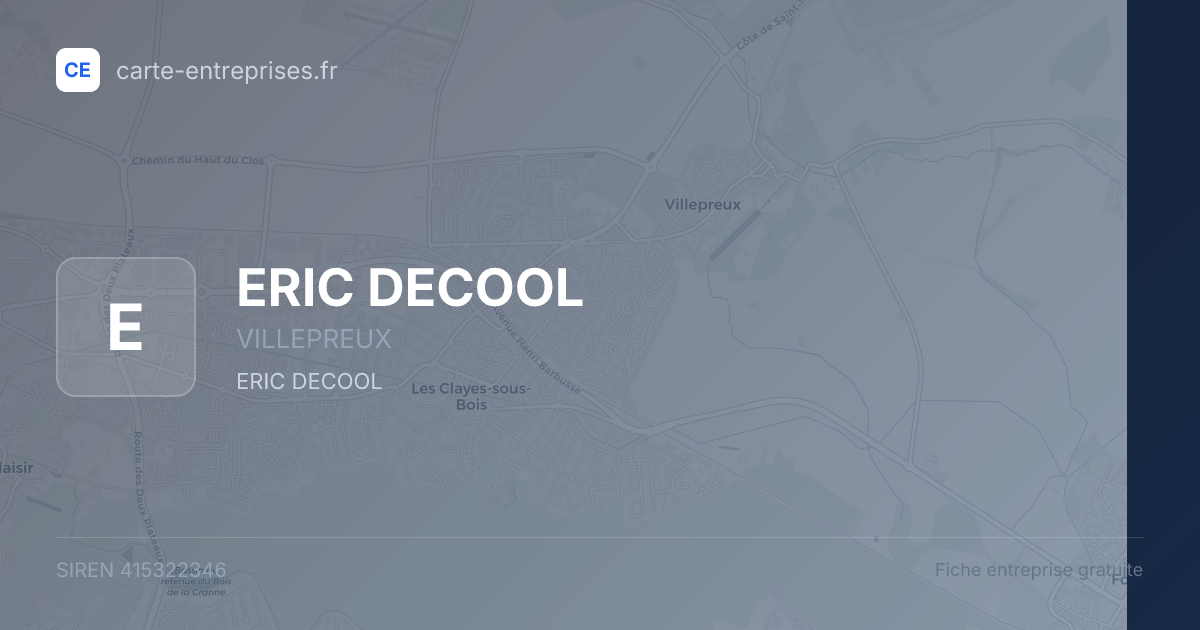 ERIC DECOOL — 415322346 — fiche entreprise