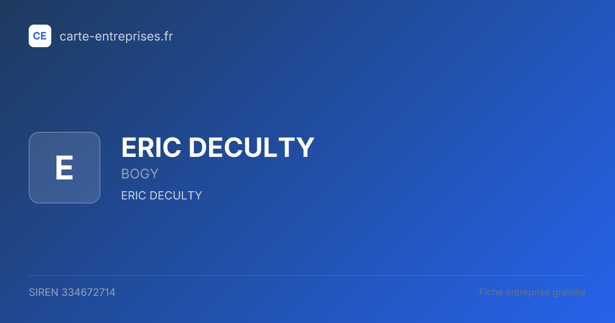 ERIC DECULTY — 334672714 — fiche entreprise