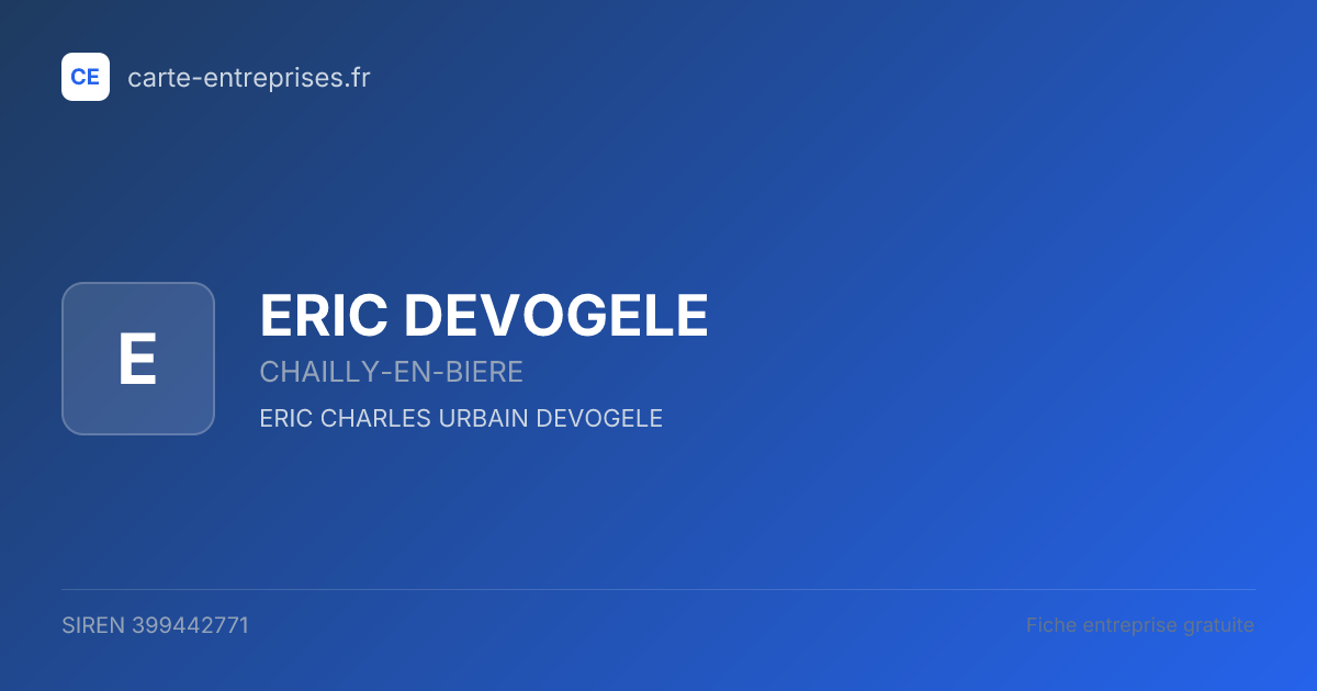 ERIC DEVOGELE — 399442771 — fiche entreprise