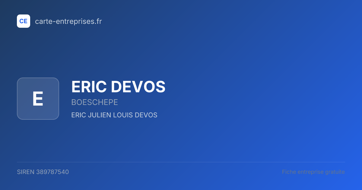 ERIC DEVOS — 389787540 — fiche entreprise