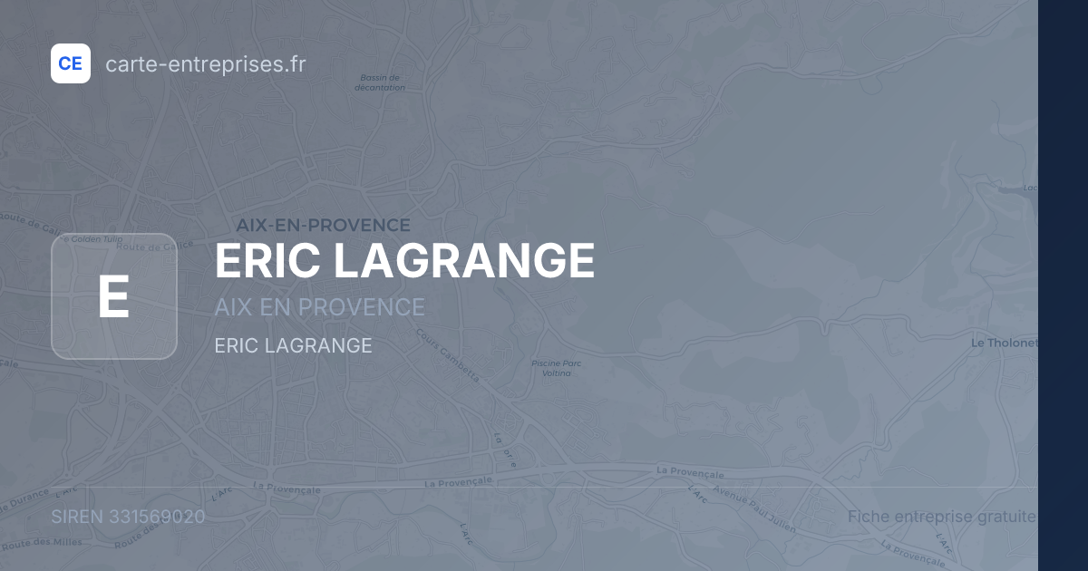 ERIC LAGRANGE — 331569020 — fiche entreprise