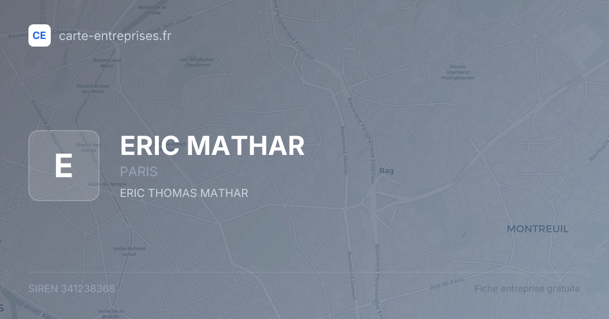 ERIC MATHAR — 341238368 — fiche entreprise