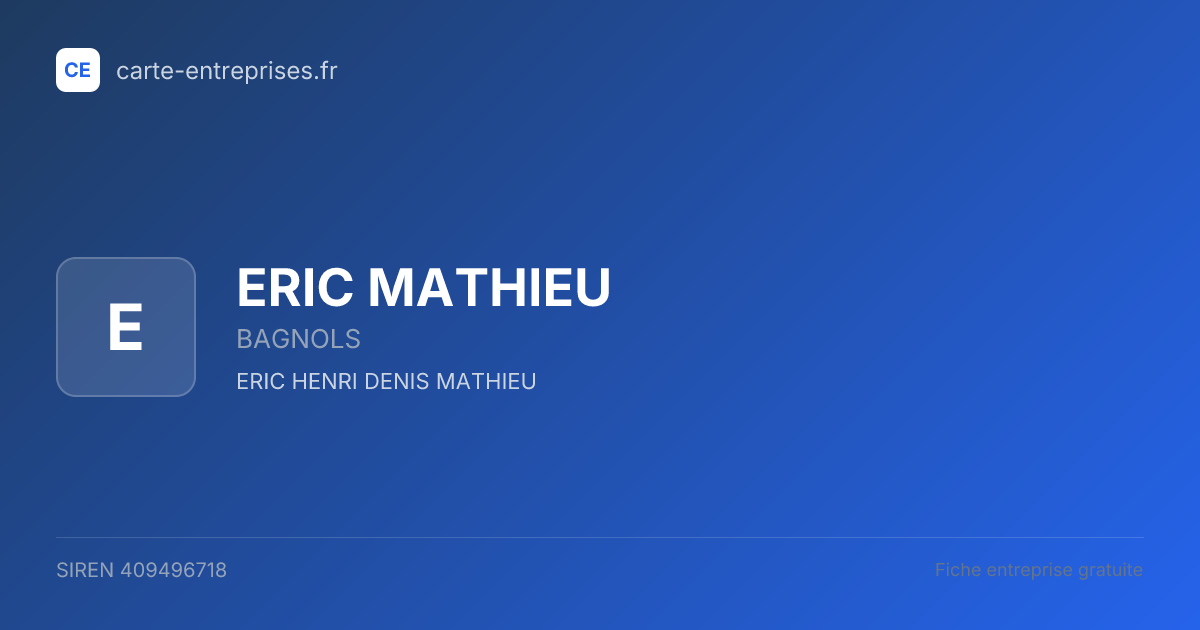 ERIC MATHIEU — 409496718 — fiche entreprise