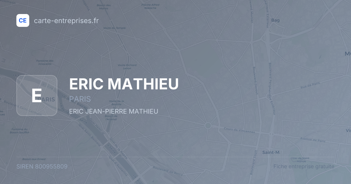 ERIC MATHIEU — 800955809 — fiche entreprise