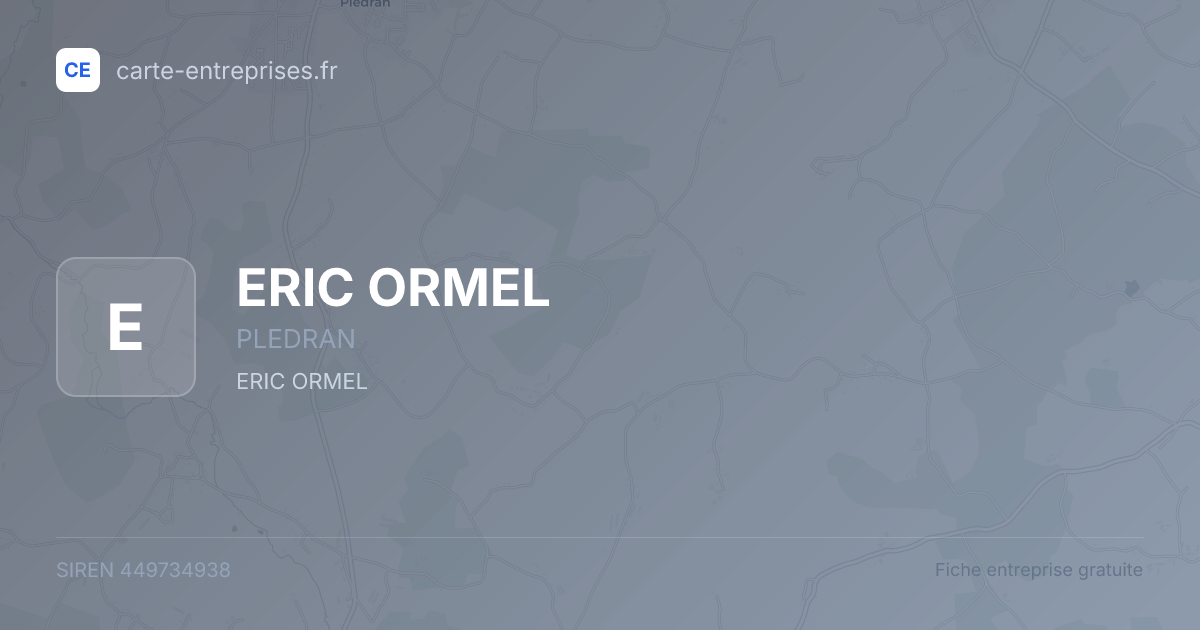 ERIC ORMEL — 449734938 — fiche entreprise
