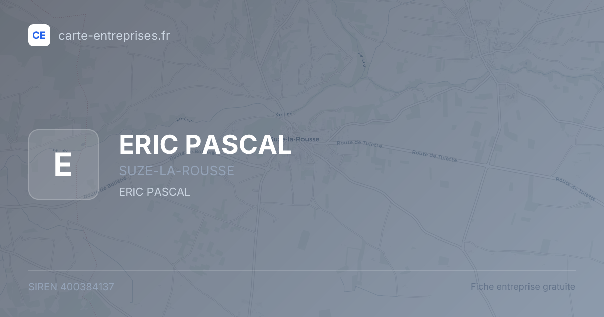 ERIC PASCAL — 400384137 — fiche entreprise