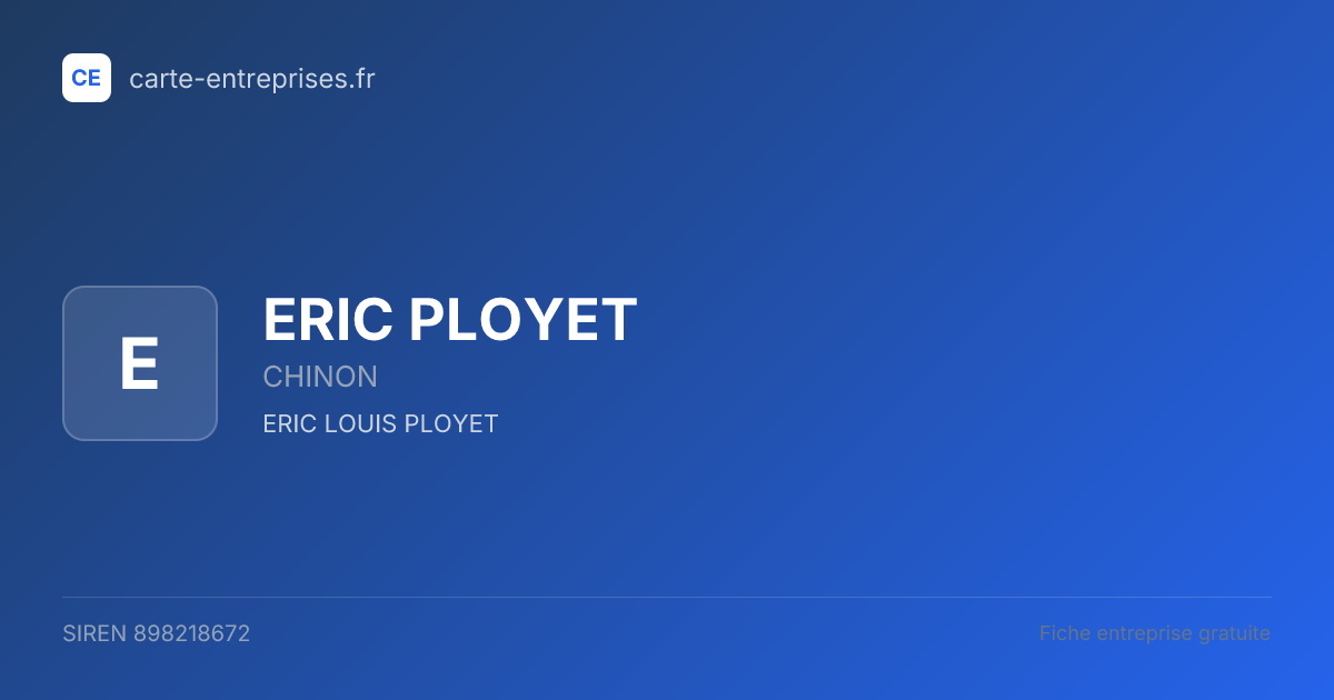 ERIC PLOYET — 898218672 — fiche entreprise