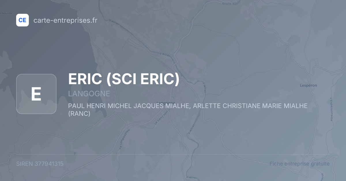 ERIC (SCI ERIC) — 377941315 — fiche entreprise