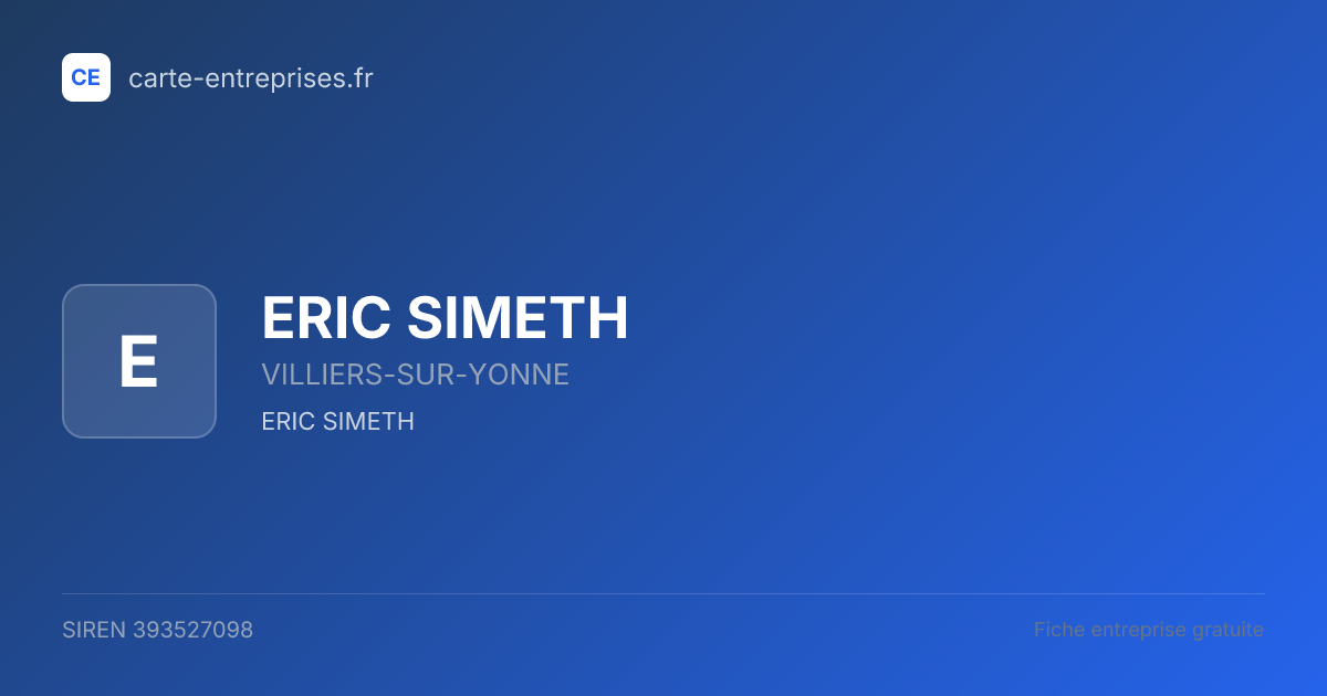 ERIC SIMETH — 393527098 — fiche entreprise