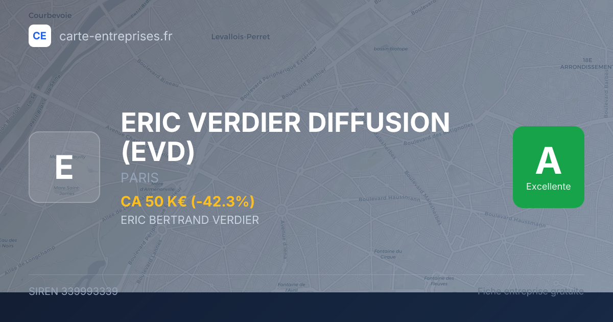 ERIC VERDIER DIFFUSION (EVD) — 339993339 — fiche entreprise