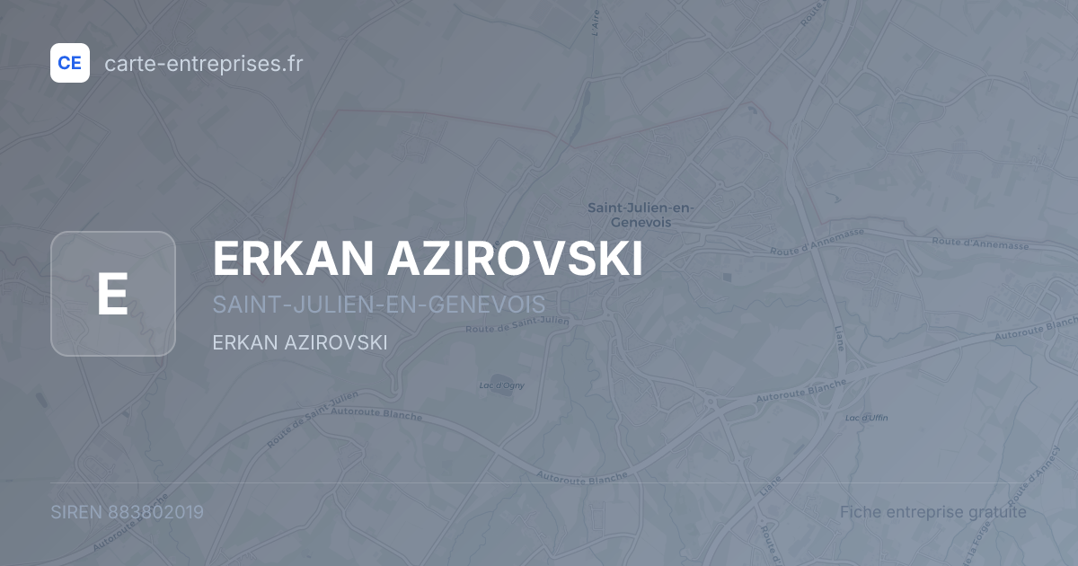 ERKAN AZIROVSKI — 883802019 — fiche entreprise