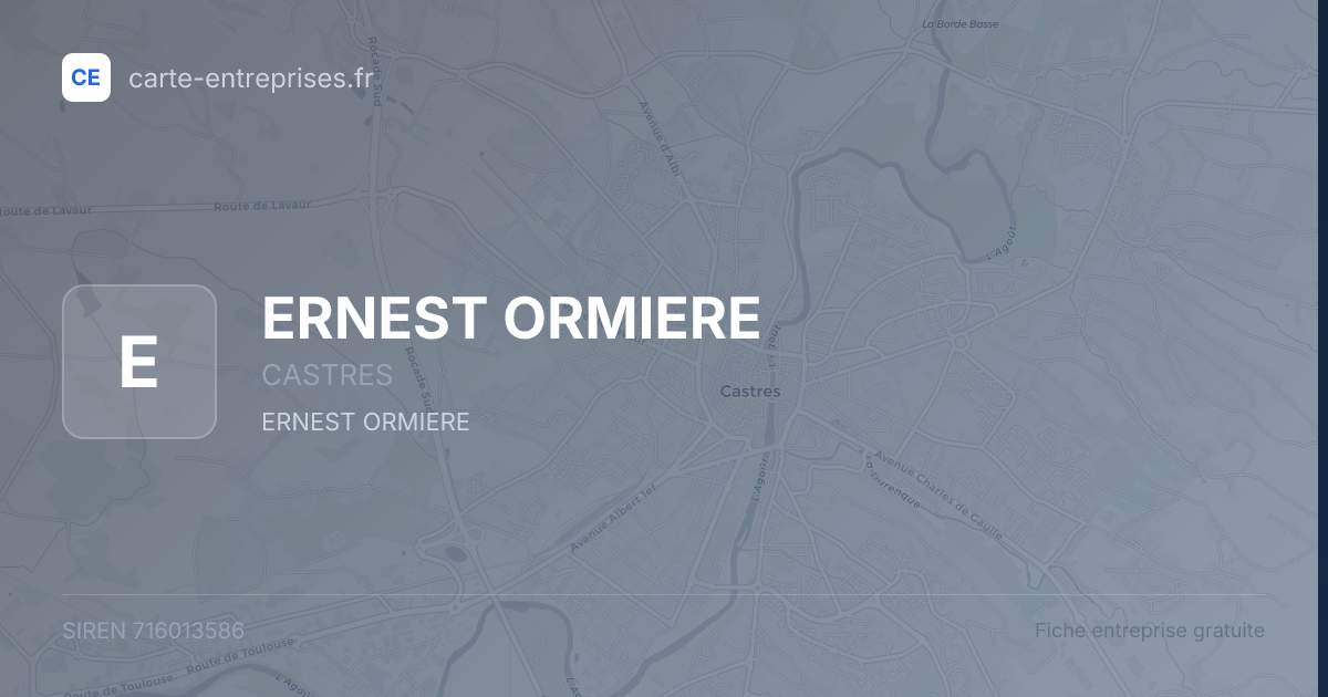 ERNEST ORMIERE — 716013586 — fiche entreprise