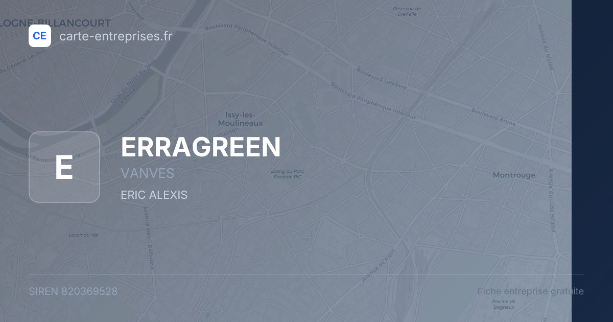 ERRAGREEN — 820369528 — fiche entreprise