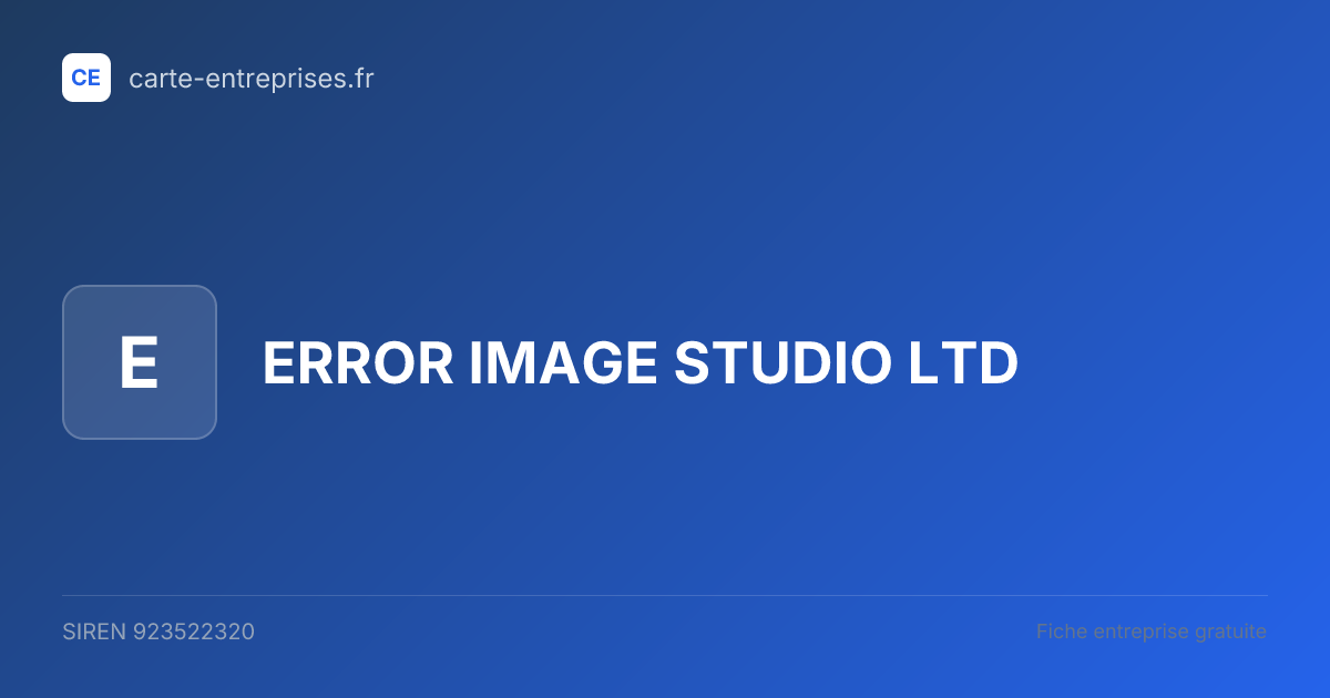 ERROR IMAGE STUDIO LTD — 923522320 — fiche entreprise