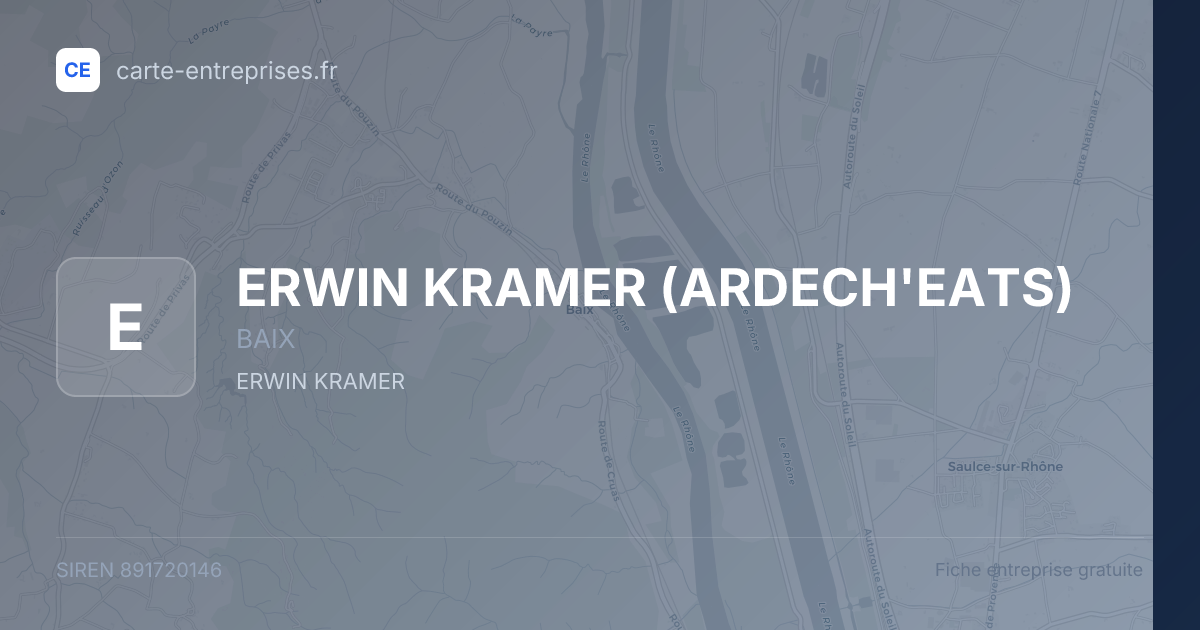 ERWIN KRAMER (ARDECH'EATS) — 891720146 — fiche entreprise