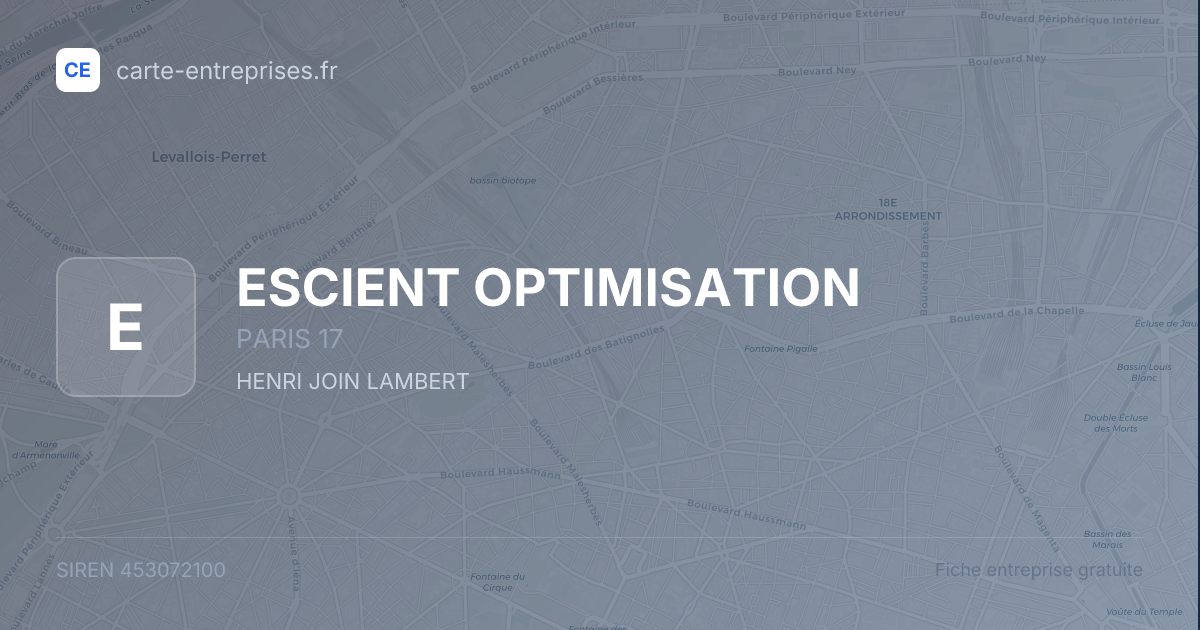ESCIENT OPTIMISATION — 453072100 — fiche entreprise