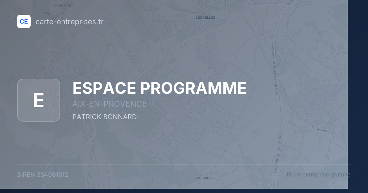 ESPACE PROGRAMME — 354081812 — fiche entreprise