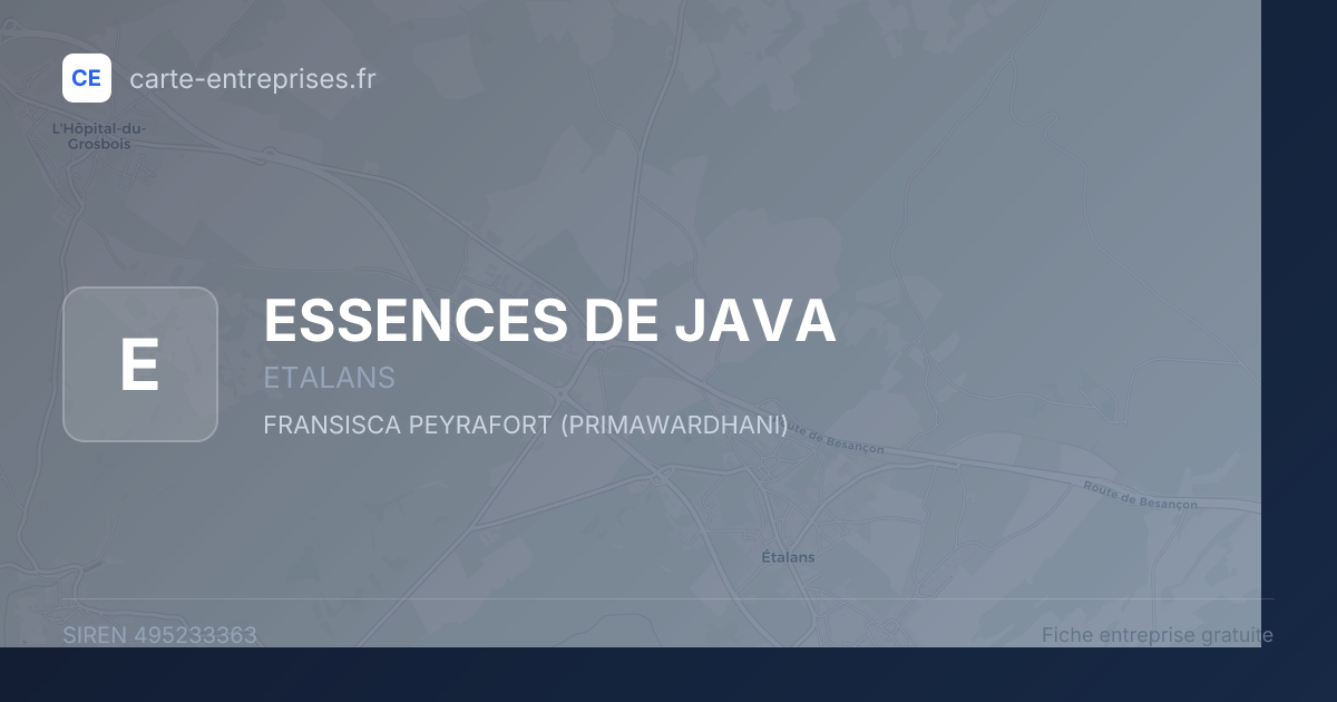 ESSENCES DE JAVA — 495233363 — fiche entreprise