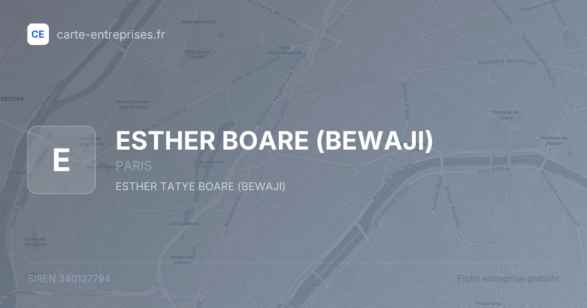 ESTHER BOARE (BEWAJI) — 340127794 — fiche entreprise