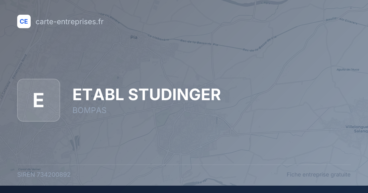 ETABL STUDINGER — 734200892 — fiche entreprise