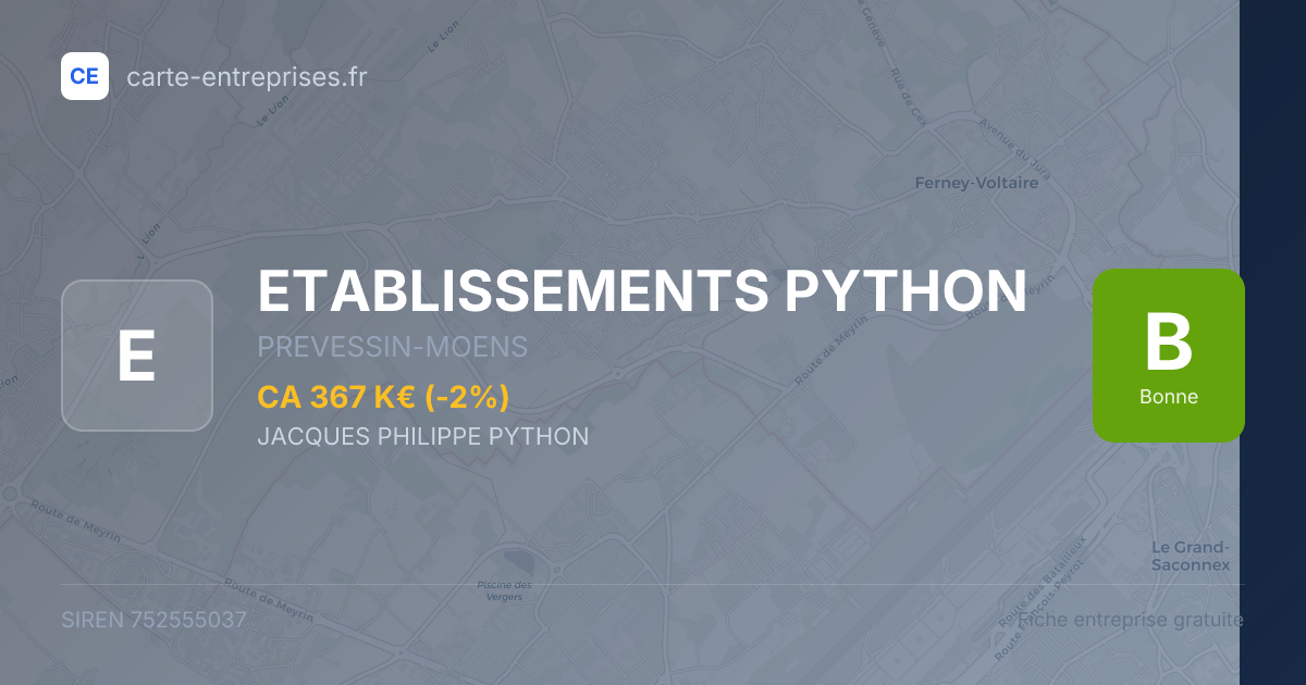 ETABLISSEMENTS PYTHON — 752555037 — fiche entreprise