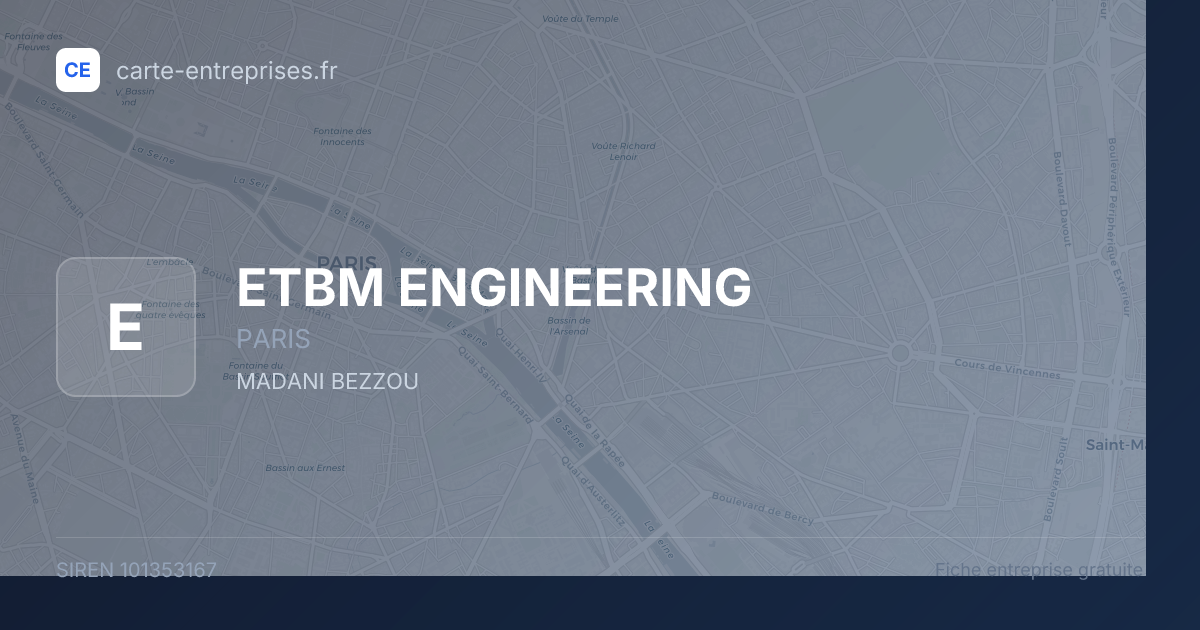 ETBM ENGINEERING — 101353167 — fiche entreprise