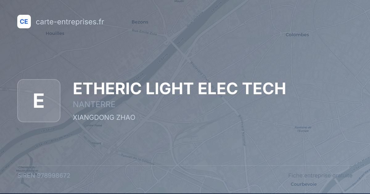 ETHERIC LIGHT ELEC TECH — 978998672 — fiche entreprise