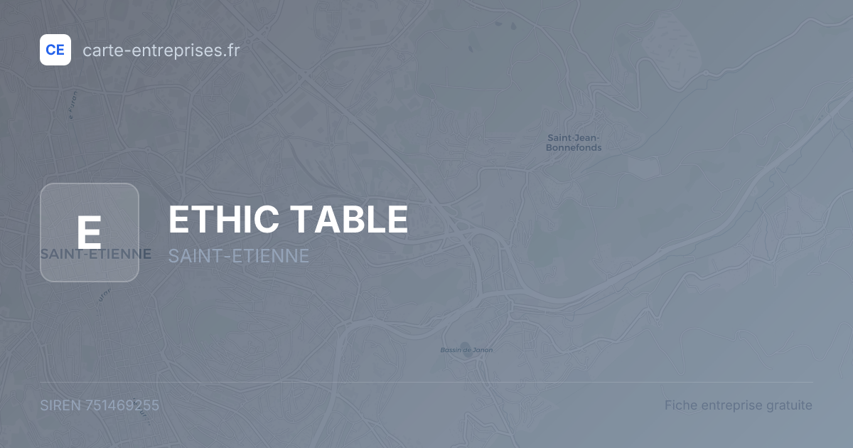 ETHIC TABLE — 751469255 — fiche entreprise