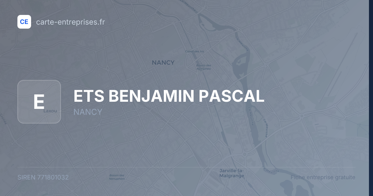ETS BENJAMIN PASCAL — 771801032 — fiche entreprise