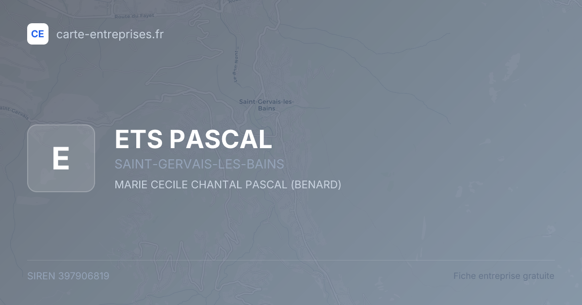 ETS PASCAL — 397906819 — fiche entreprise