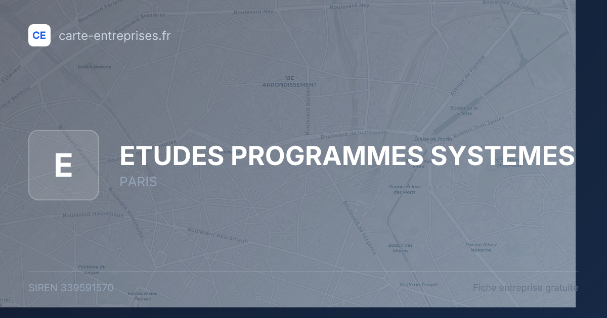 ETUDES PROGRAMMES SYSTEMES — 339591570 — fiche entreprise